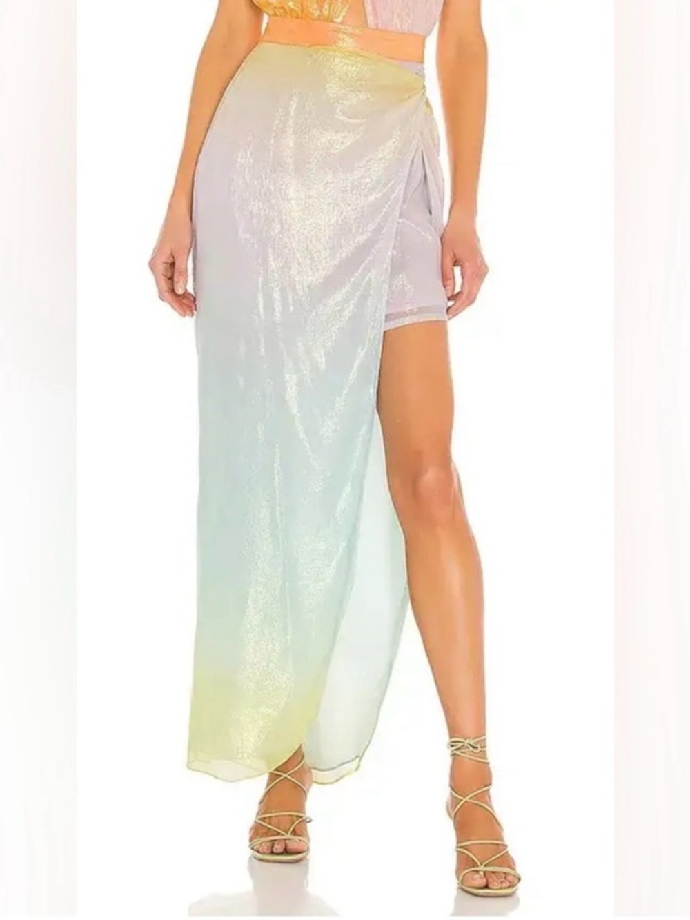 NWT Rococo Sand Leal Sunset Ombre Maxi Skirt | Metallic Multicolor Mermaid XS